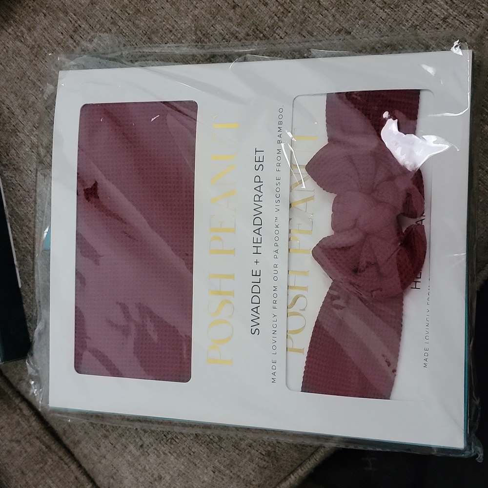 Posh peanut swaddle and headwrap set